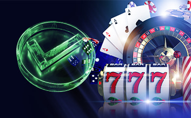 Simboluri de jocuri de cazinou și semnul de verificare.